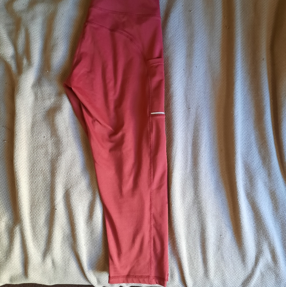 Used Red Leggings with Pocket